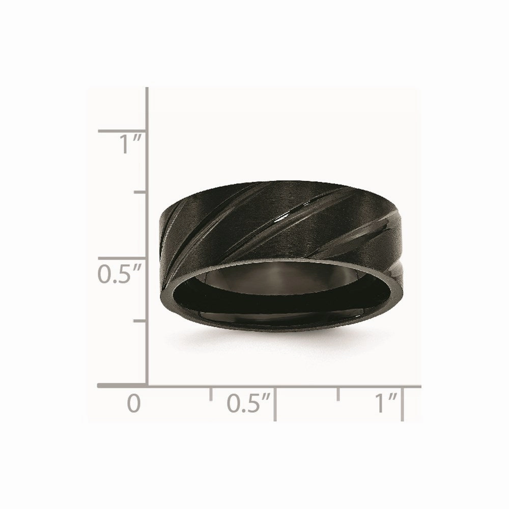 Titanium Swirl Design Black IP-plated 8mm Brushed/Polished Band | TB350