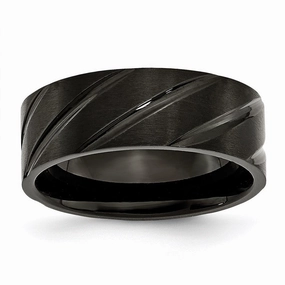 Titanium Swirl Design Black IP-plated 8mm Brushed/Polished Band | TB350