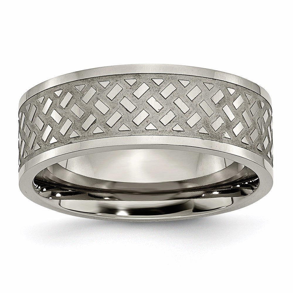 Titanium Weave Design 8mm Polished Band | TB199