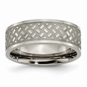 Titanium Weave Design 8mm Polished Band | TB199