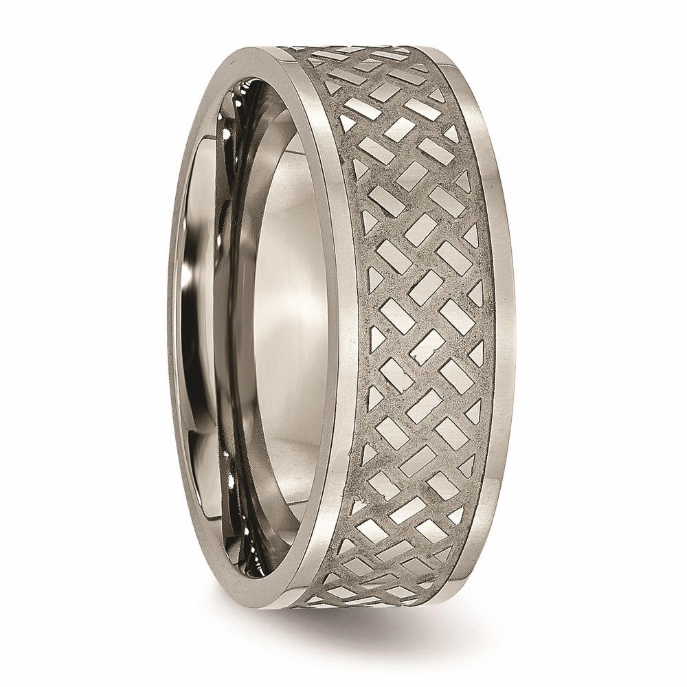 Titanium Weave Design 8mm Polished Band | TB199