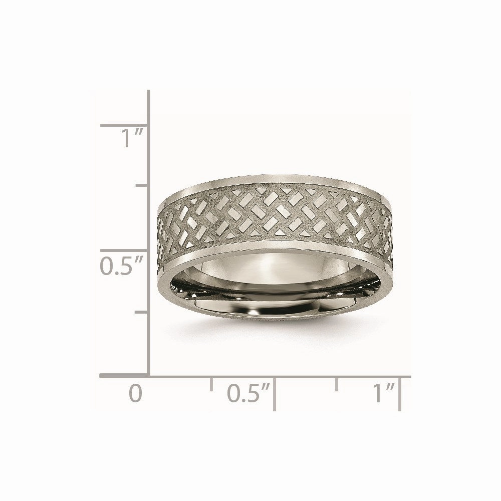 Titanium Weave Design 8mm Polished Band | TB199