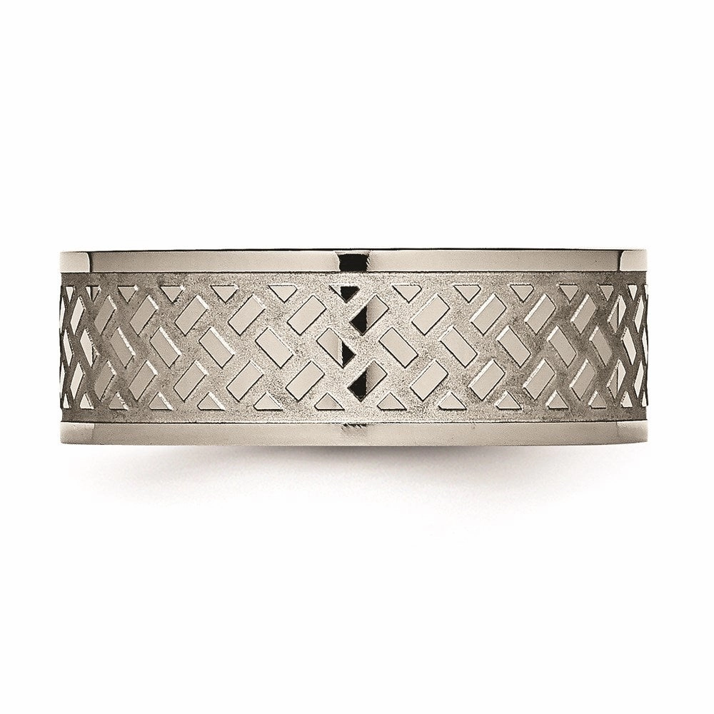 Titanium Weave Design 8mm Polished Band | TB199