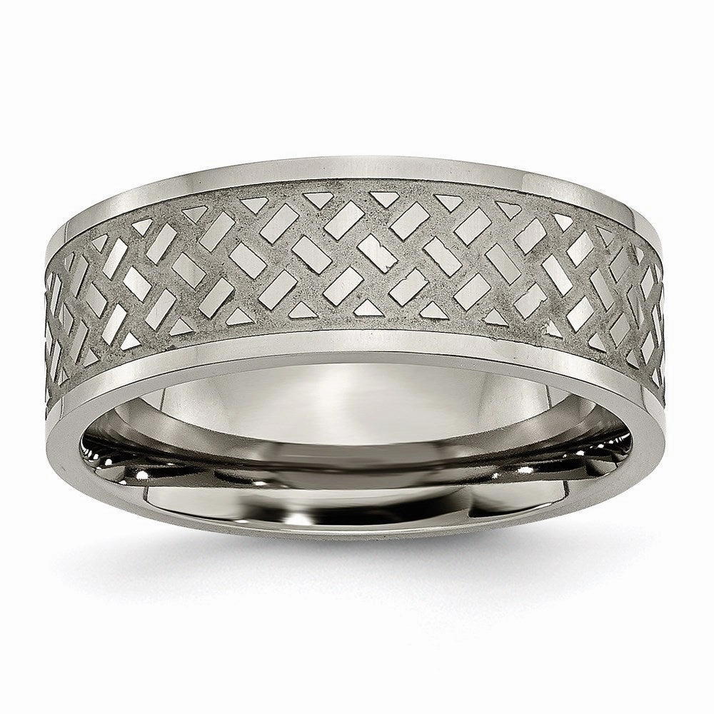 Titanium Weave Design 8mm Polished Band | TB199