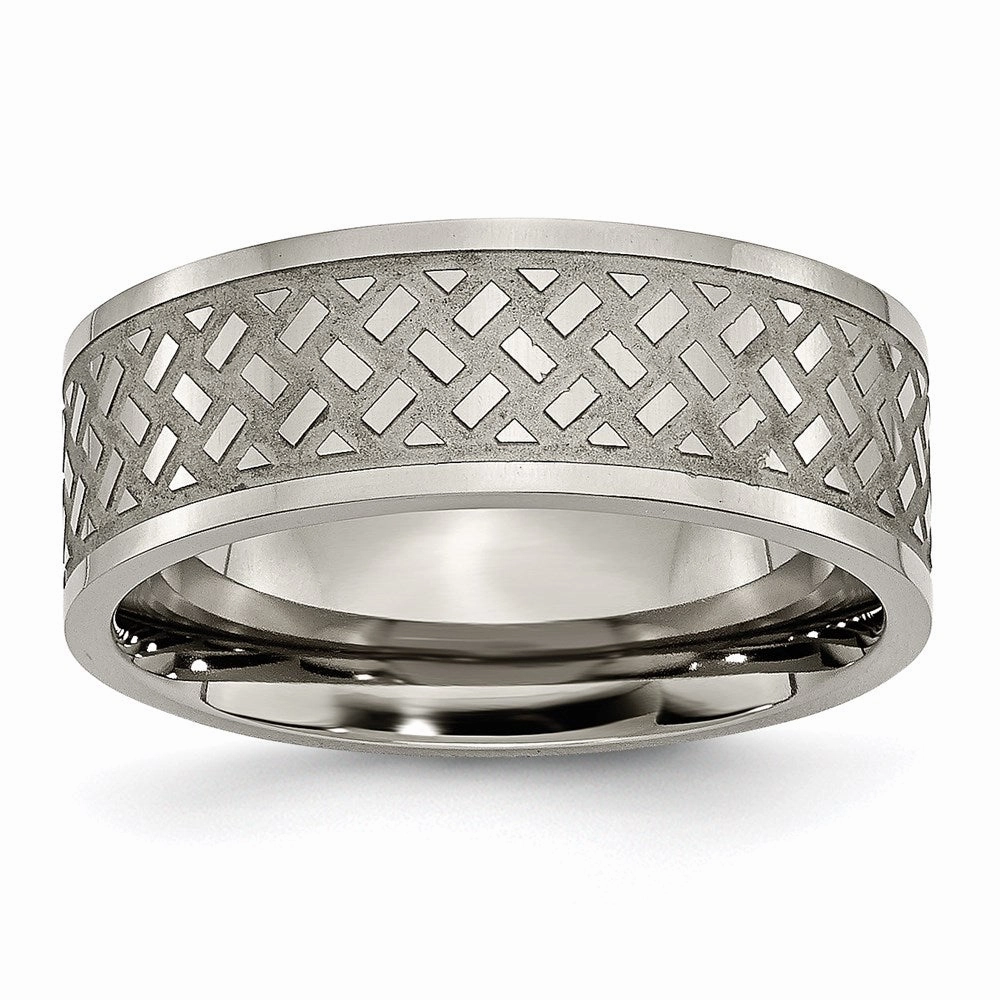 Titanium Weave Design 8mm Polished Band | TB199