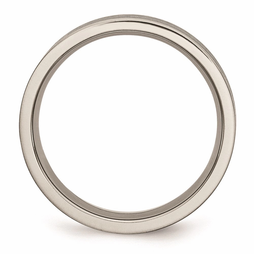 Titanium with Blue Double Groove 8.5mm Polished Band | TB415