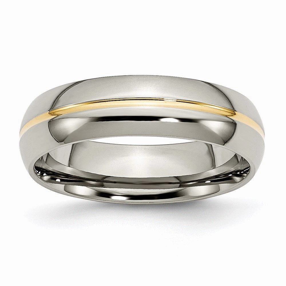 Titanium Yellow IP-plated Grooved 6mm Polished Band | TB195