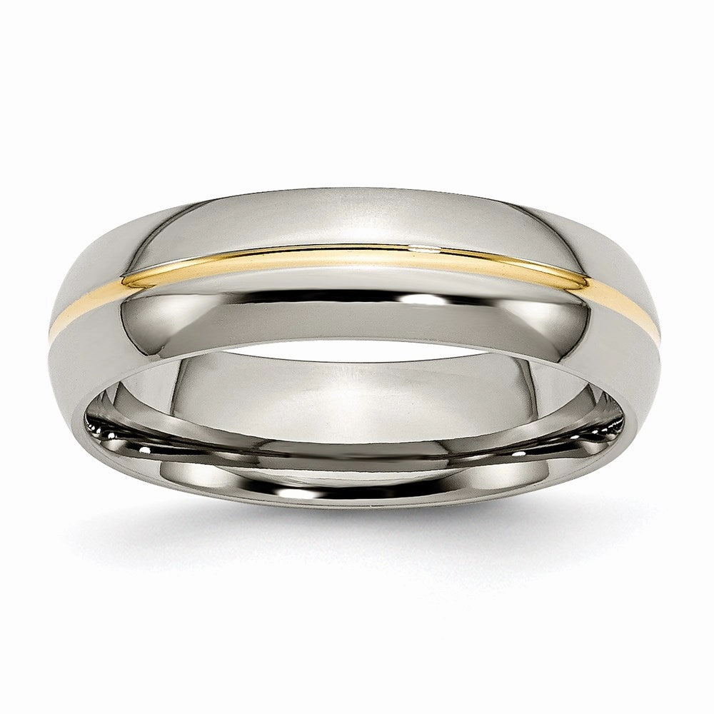 Titanium Yellow IP-plated Grooved 6mm Polished Band | TB195