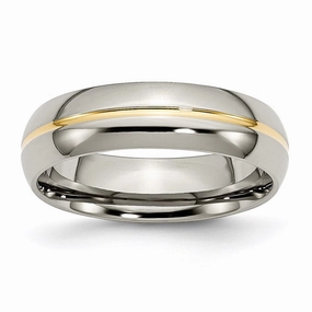 Titanium Yellow IP-plated Grooved 6mm Polished Band | TB195