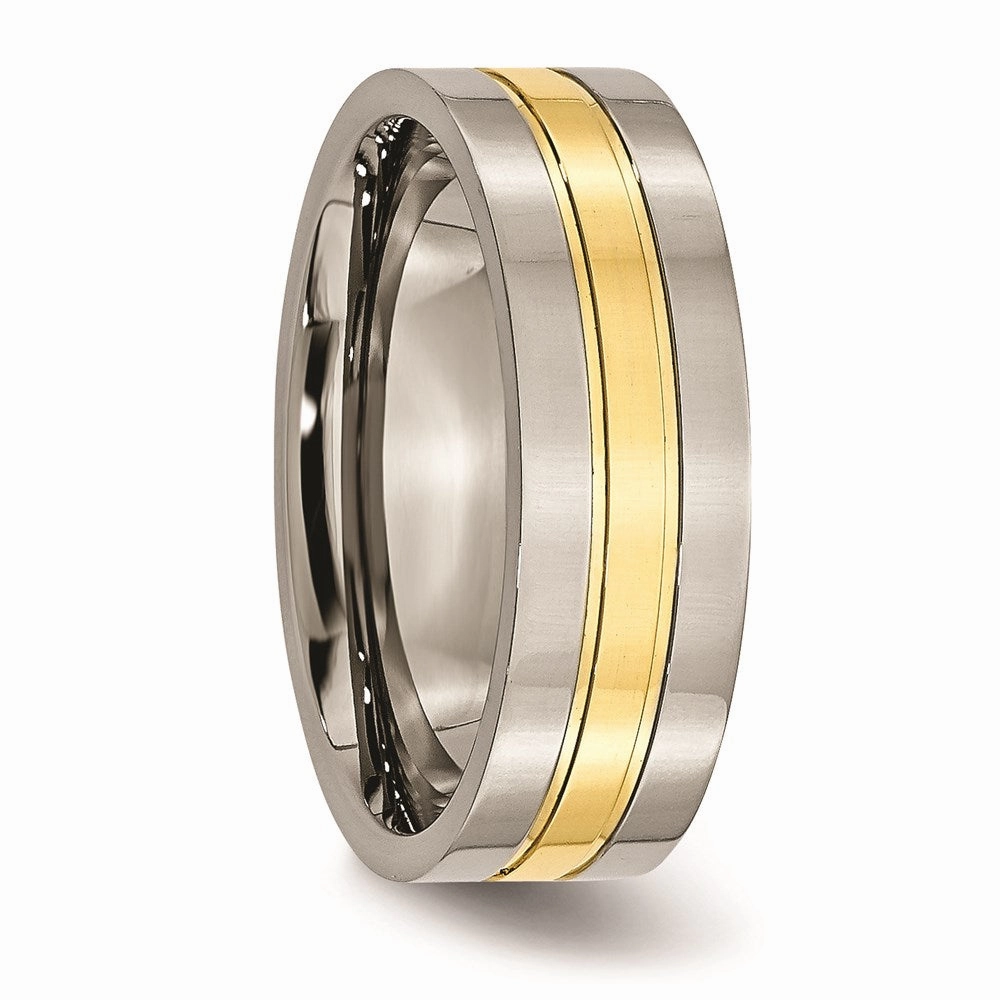 Titanium Yellow IP-plated Grooved 7mm Polished Band | TB176