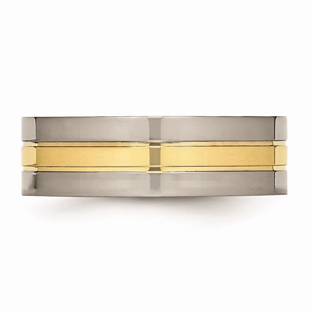 Titanium Yellow IP-plated Grooved 7mm Polished Band | TB176