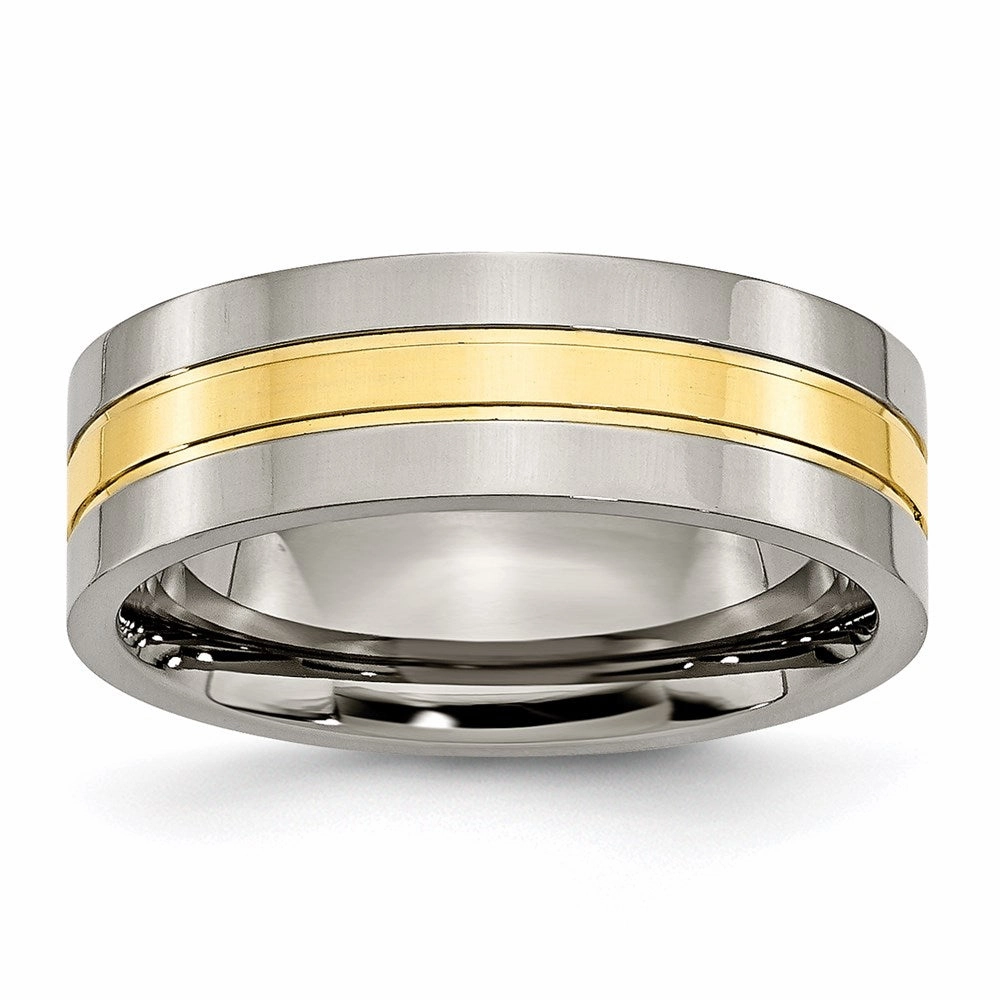 Titanium Yellow IP-plated Grooved 7mm Polished Band | TB176