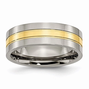 Titanium Yellow IP-plated Grooved 7mm Polished Band | TB176
