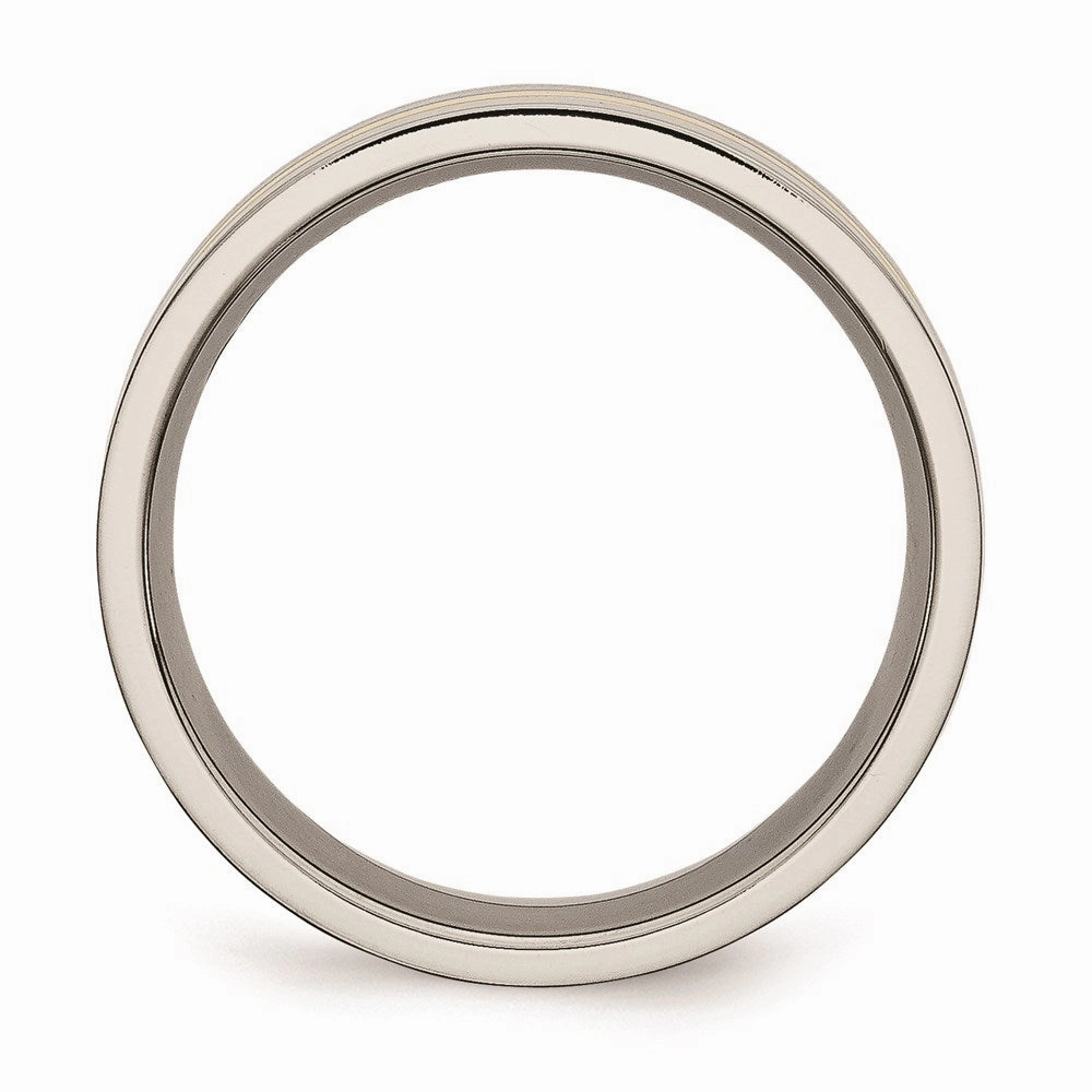 Titanium Yellow IP-plated Grooved 7mm Polished Band | TB176