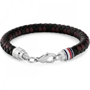 Tommy Hilfiger Brown and Black Leather Mens Bracelet 2790632