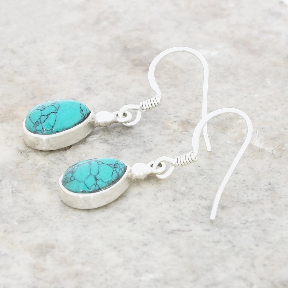 Turquoise Sterling Silver Pear Shape Drop Earrings