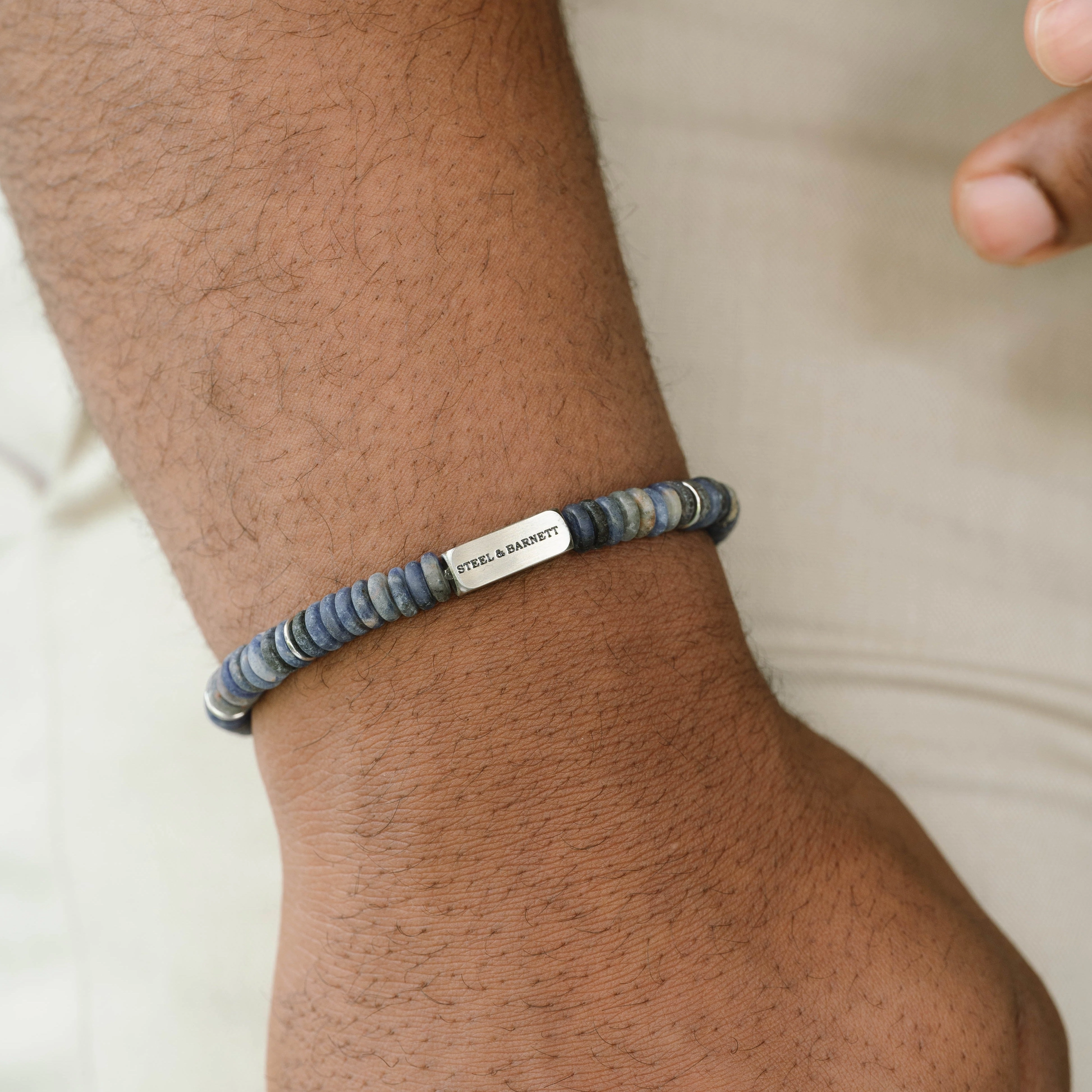 Two Tone Disc Gemstone Bracelet Matt Sodalite SBTT/002S