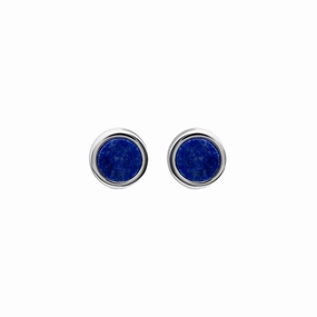 Unique & Co Sterling Silver Lapis Lazuli Stud Earrings ME-858