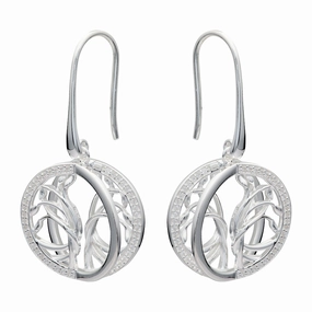 Unique & Co Sterling Silver Tree of Life Drop Earrings ME-823