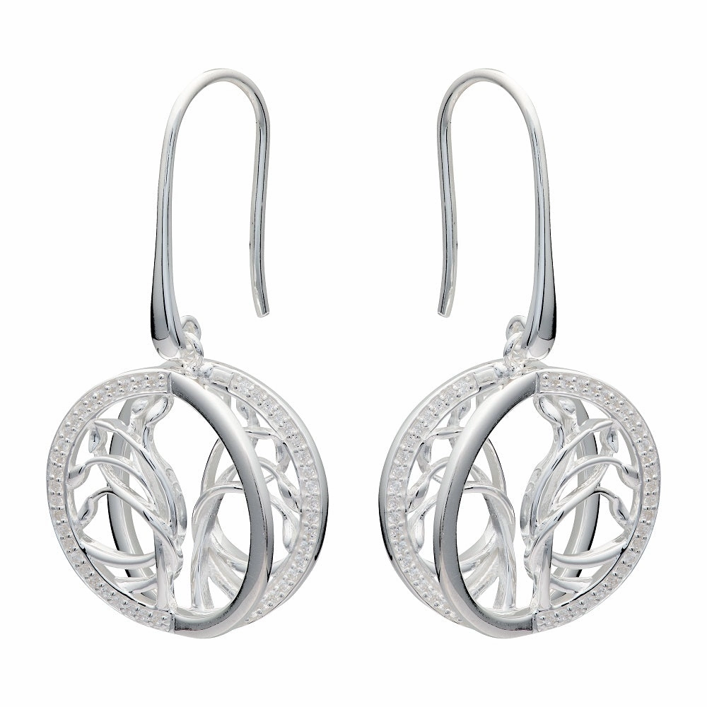 Unique & Co Sterling Silver Tree of Life Drop Earrings ME-823
