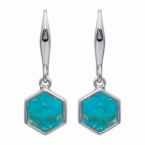 Unique & Co Sterling Silver Turquoise Drop Earrings ME-846