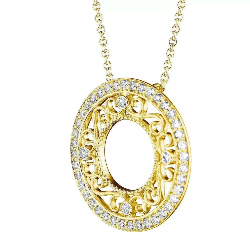 Verragio 18k Diamond Filagree Circle Pendant