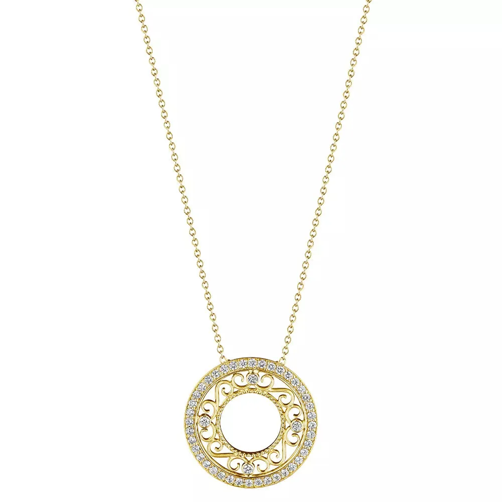 Verragio 18k Diamond Filagree Circle Pendant