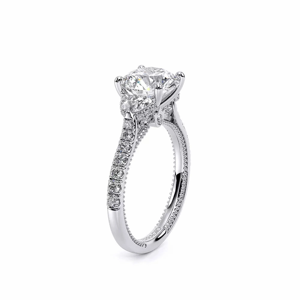 Verragio Couture 18k Gold 3 Across Engagement Ring with Half Moon Diamonds