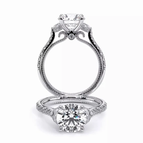 Verragio Couture 18k Gold 3 Across Engagement Ring with Half Moon Diamonds