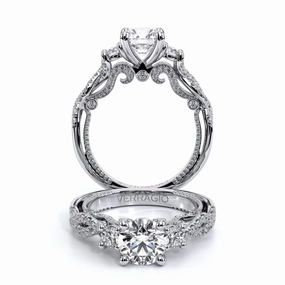 Verragio Insignia 18k White Gold 3 Across Engagement Ring with Twist Shank