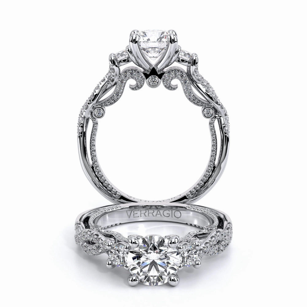 Verragio Insignia 18k White Gold 3 Across Engagement Ring with Twist Shank