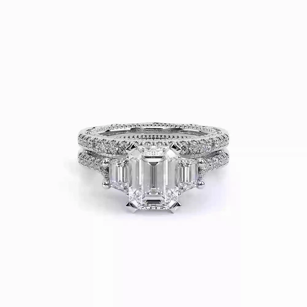 Verragio Venetian 18k Gold Three-Stone Emerald Cut Engagement Ring