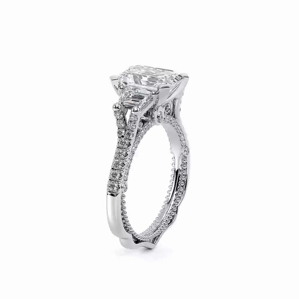 Verragio Venetian 18k Gold Three-Stone Emerald Cut Engagement Ring