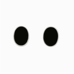 Whitby Jet Sterling Silver Oval Stud Earrings
