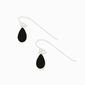 Whitby Jet Sterling Silver Pear Shape Drop Earrings