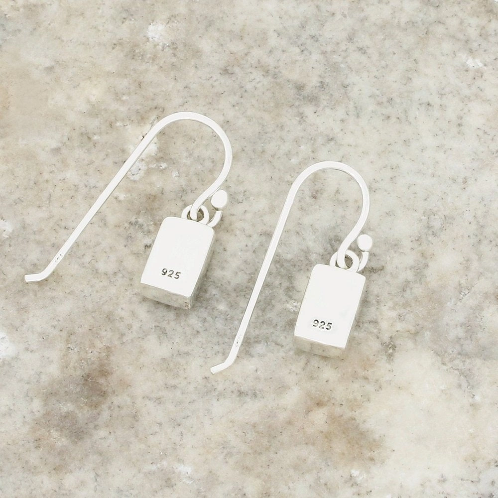 Whitby Jet Sterling Silver Rectangular Drop Earrings