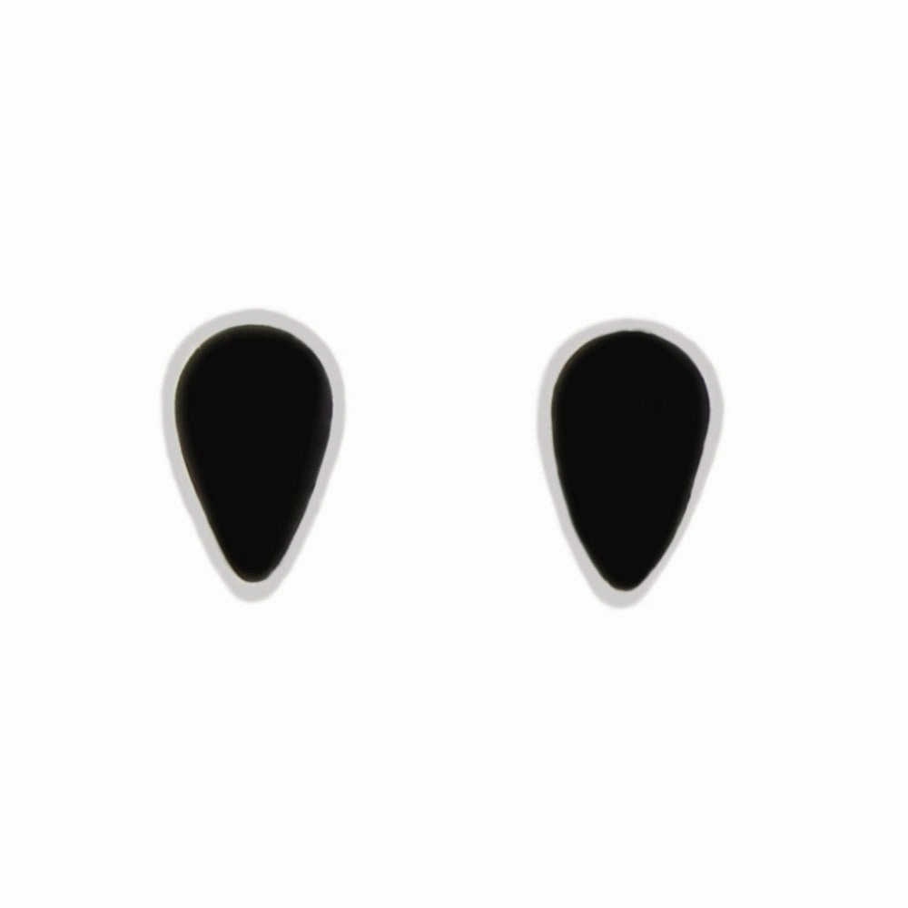Whitby Jet Sterling Silver Small Teardrop Stud Earrings