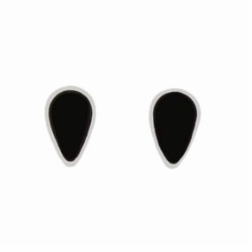 Whitby Jet Sterling Silver Small Teardrop Stud Earrings
