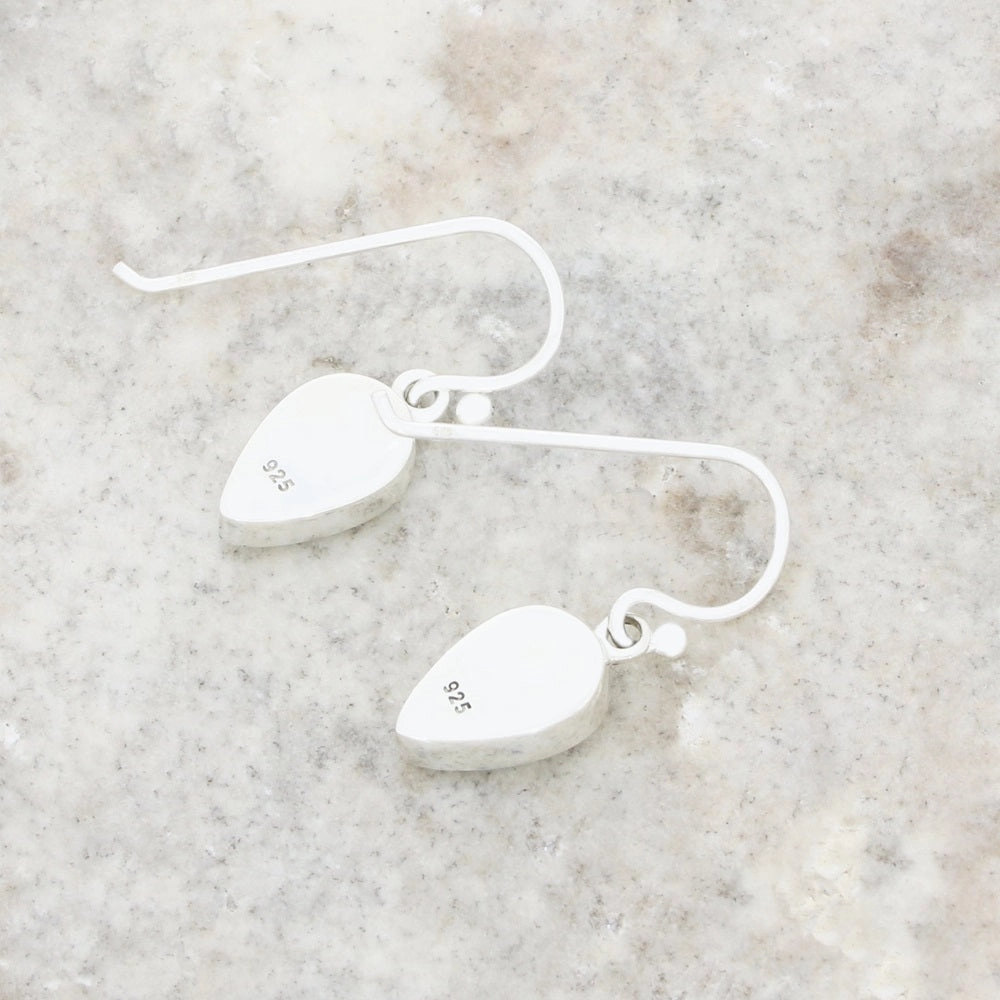 Whitby Jet Sterling Silver Teardrop Shape Drop Earrings