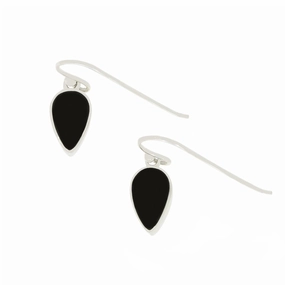 Whitby Jet Sterling Silver Teardrop Shape Drop Earrings