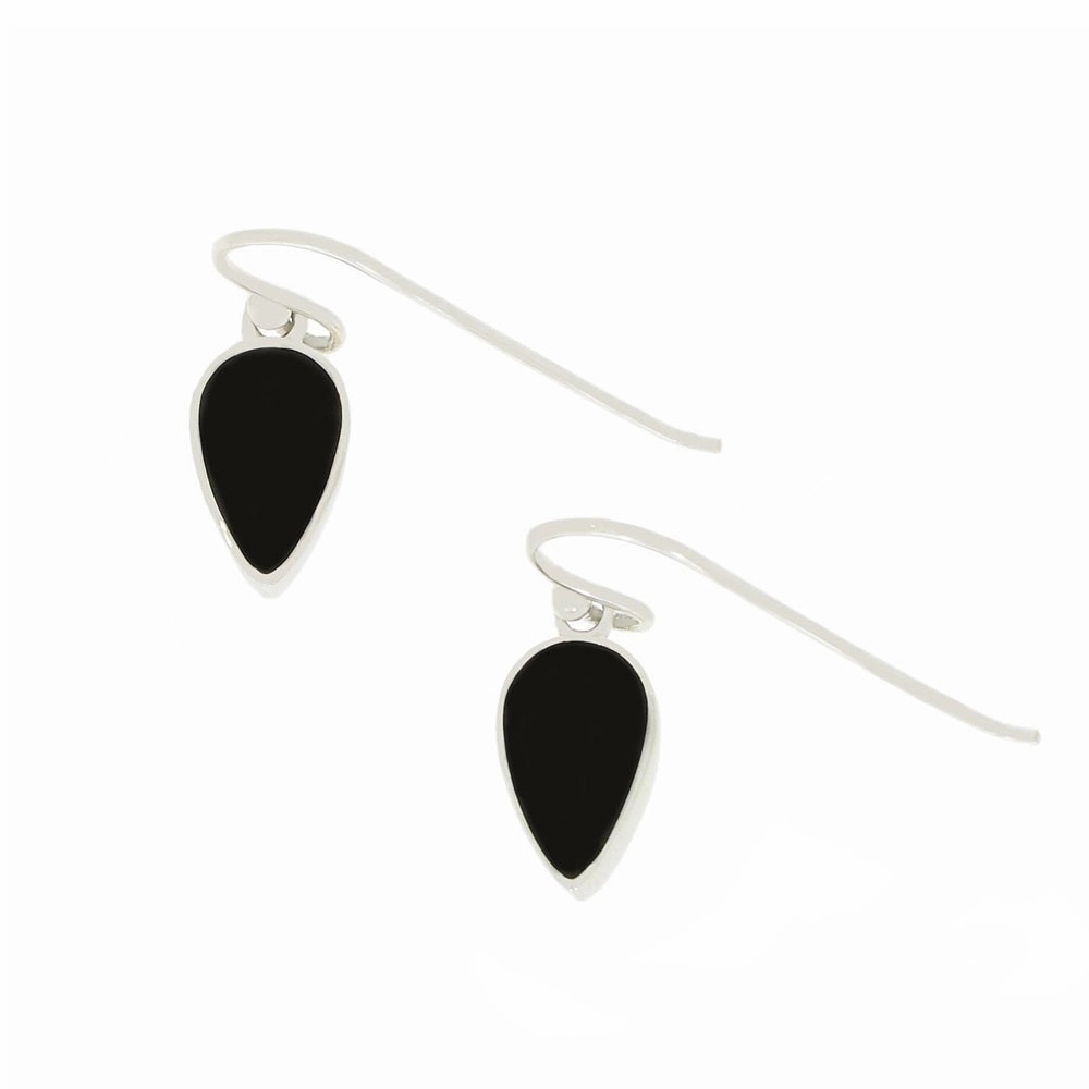 Whitby Jet Sterling Silver Teardrop Shape Drop Earrings