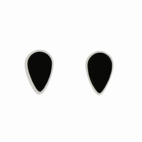 Whitby Jet Sterling Silver Teardrop Stud Earrings