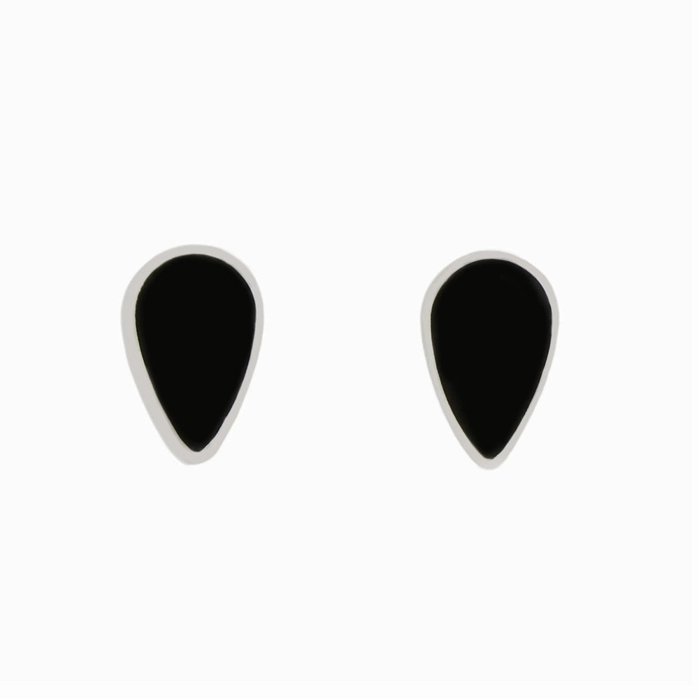 Whitby Jet Sterling Silver Teardrop Stud Earrings