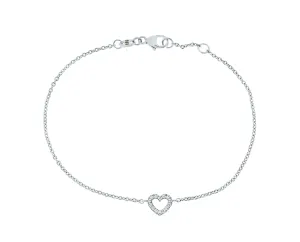White gold bracelet with a diamond heart