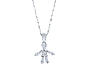 White gold necklace with a diamond figure charm