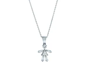 White gold necklace with a diamond girl/boy pendant