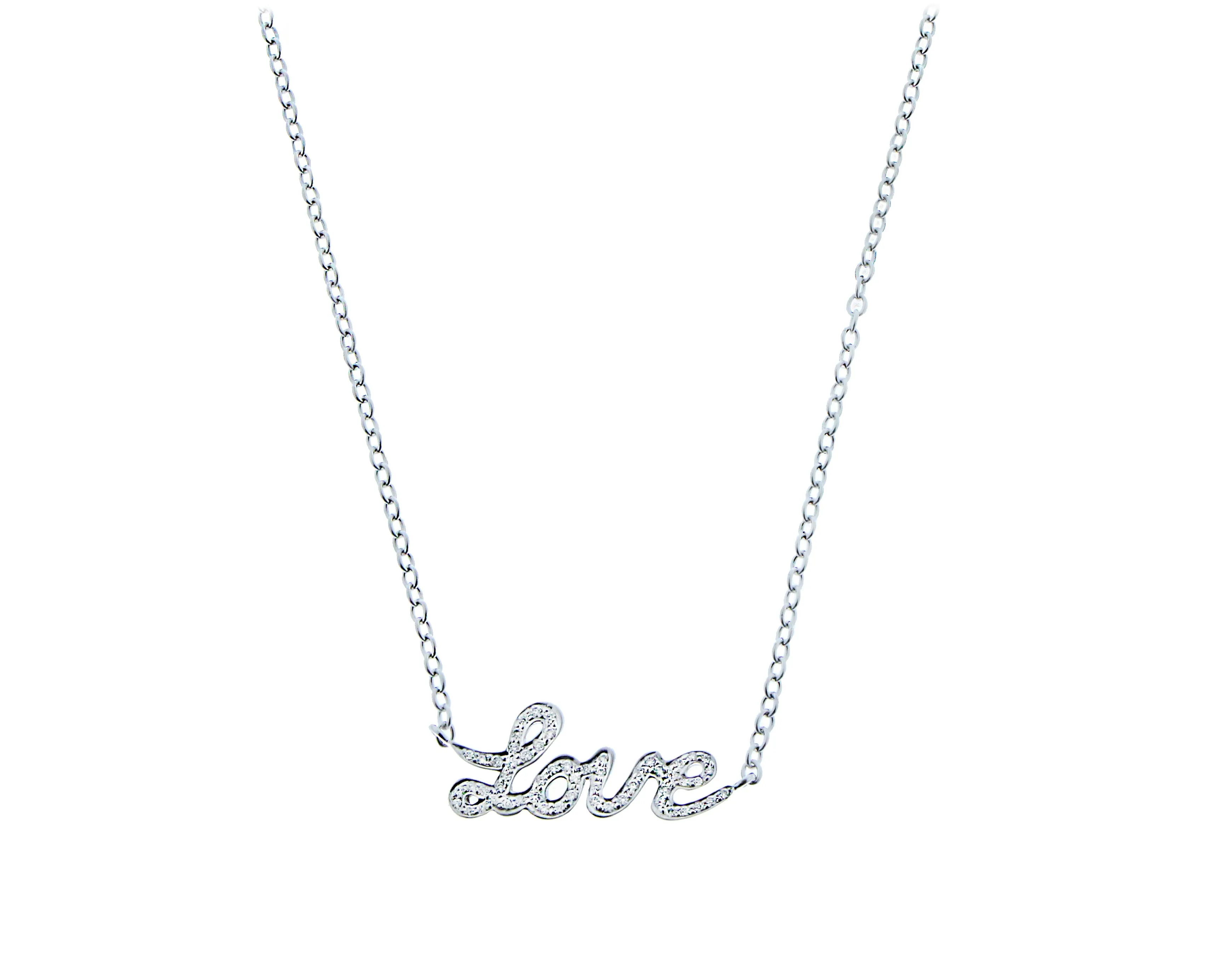 White gold necklace with a diamond love pendant