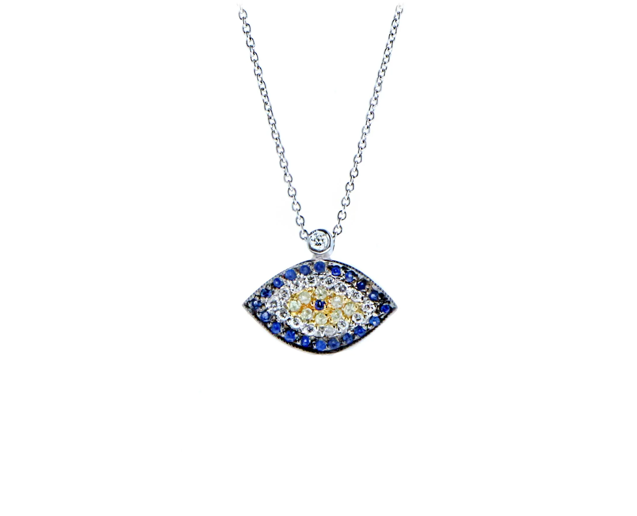 White gold necklace with an eye pendant
