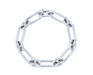 White gold oval chain bracelet