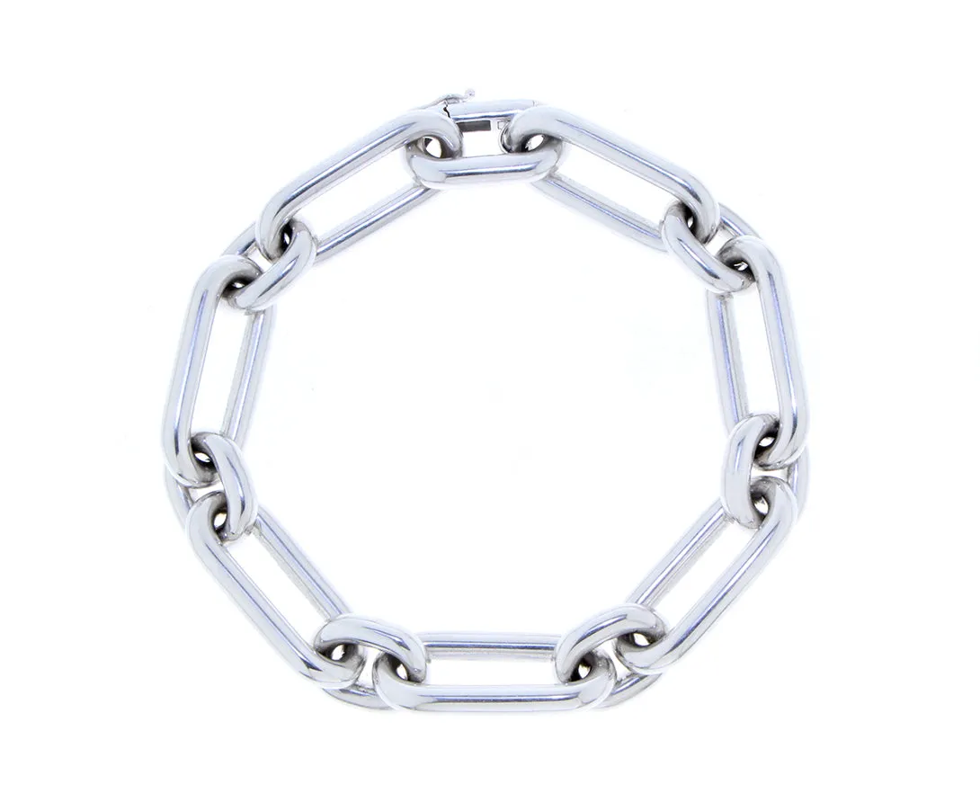 White gold oval chain bracelet